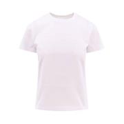 Katoenen T-shirt met Logo Borduurwerk Moncler , White , Dames