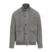 Suède Leren Blouson Jas Brioni , Gray , Heren