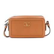 VLogo Signature Leren Schoudertas Valentino Garavani , Brown , Dames