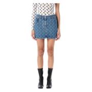 Denim Mini Rok met Moon Laser Marine Serre , Blue , Dames