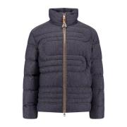 Slang Gewatteerde Katoenen Jas met Rits Moncler , Blue , Heren