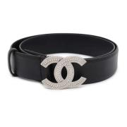 Pre-owned Leather belts Chanel Vintage , Black , Dames