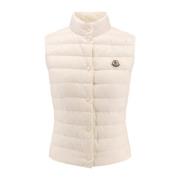 Gewatteerd mouwloos jack met drukknoopsluiting Moncler , White , Dames