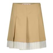 Wollen Mini Rok Gevouwen Ontwerp Marni , Brown , Dames