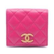 Pre-owned Leather wallets Chanel Vintage , Pink , Dames