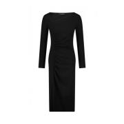 Gerimpelde Slim-Fit Jurk met Asymmetrische Halslijn Ana Alcazar , Blac...