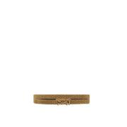 Cassandra Leren Armband Goud Logo Saint Laurent , Brown , Unisex