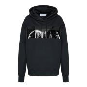 Oversize hoodie - Zwart bedrukt logo Calvin Klein , Black , Dames