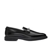 Verfijnde leren loafers met rubberen zool Hugo Boss , Black , Heren