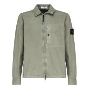 Groene Katoenen Twill Ritsjas Stone Island , Green , Heren