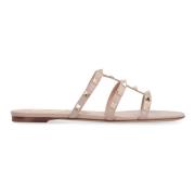 Rockstud Leren Slides Valentino , Pink , Dames