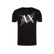 Slim Fit Logo Print T-Shirt Armani Exchange , Black , Heren