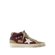 Burgundy Leren Mid Star Sneakers Golden Goose , Red , Dames