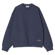 Blauwe Label Script Sweatshirt Borduurwerk Carhartt Wip , Blue , Heren