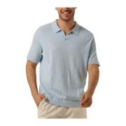 Linnen Gebreide Polo Shirt Selected Homme , Blue , Heren