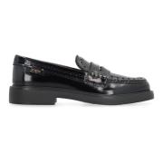 Klassieke leren loafers met brogue detail Tod's , Black , Dames