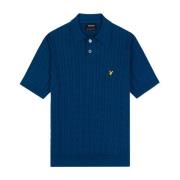 Kabelgebreide Polo Lyle & Scott , Blue , Heren