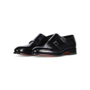 Leren Double Monkstraps Santoni , Black , Heren