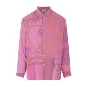 Zijden Jacquard Grafische Print Shirt Magliano , Pink , Heren