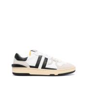 Witte Leren Lage Sneakers Lanvin , White , Heren