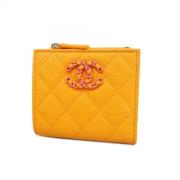 Pre-owned Leather wallets Chanel Vintage , Yellow , Dames