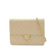 Pre-owned Leather chanel-bags Chanel Vintage , Beige , Dames