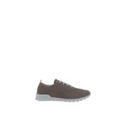 Mesh Lace-Up Sneakers met Handtekening Hiel Kiton , Gray , Heren