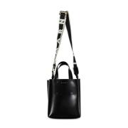 Leren schoudertas met afneembare zak Marni , Black , Dames