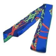 Pre-owned Canvas scarves Hermès Vintage , Blue , Dames