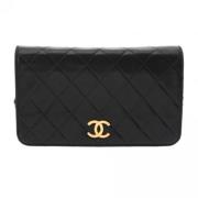 Pre-owned Leather wallets Chanel Vintage , Black , Dames