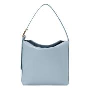 Lichtblauwe leren hobo tas Twinset , Blue , Dames