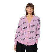 Kyle knoop-down logo cardigan, roze Bizuu , Pink , Dames