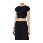 Zwarte T-shirts en Polos met Strass Elisabetta Franchi , Black , Dames