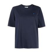 Blauw Logo-Geborduurd T-shirt Maison Kitsuné , Blue , Dames