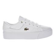 Witte Gouden Platform Sneakers Vrouwen Lacoste , White , Dames