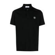 Zwarte Stretch Piqué Polo Shirt Stone Island , Black , Heren