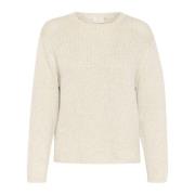 Eenvoudige Gebreide Pullover Trui Tortelduif Melange Kaffe , Beige , D...