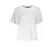 Wit Katoenen T-shirt met Elegant Print Cavalli Class , White , Dames