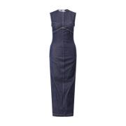 Denim Maxi Jurk met Körbchennaht Sportmax , Blue , Dames