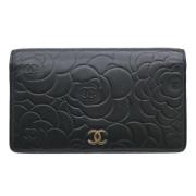 Pre-owned Leather wallets Chanel Vintage , Black , Dames