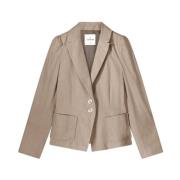 Op Maat Gemaakte Linnenmix Twill Blazer Summum Woman , Beige , Dames