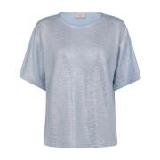 Metallic Foil Tee Blauw Freequent , Blue , Dames