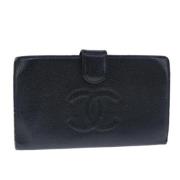 Pre-owned Leather wallets Chanel Vintage , Black , Dames