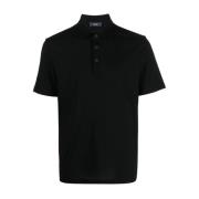 Zwarte Polo Shirt met Knoopsluiting Herno , Black , Heren