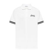 Geborduurd Poloshirt met Streepdetail Moncler , White , Heren