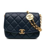 Pre-owned Leather crossbody-bags Chanel Vintage , Blue , Dames