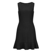 Elegante Mouwloze Jurk met Gerimpelde Zoom Nicowa , Black , Dames