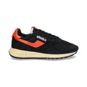 Zwart en Oranje Leren Sneakers Autry , Black , Heren