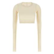 Wit Langemouw Ronde Hals Shirt Rick Owens , White , Dames