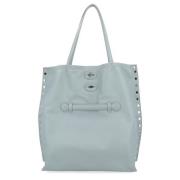 Blauwe Leren Shopper Tas Saeta Zanellato , Blue , Dames